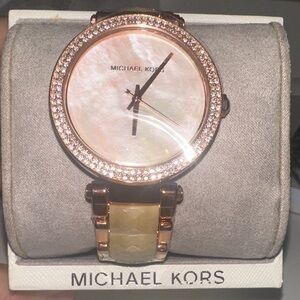 Michael Kors Rose Gold Watch with Crystal Bezel